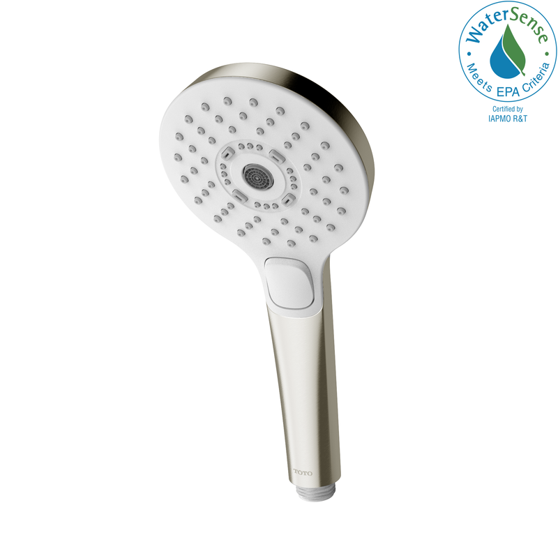 TOTO G Series Round Three Spray Modes 4 inch 1.75 GPM Handshower with ACTIVE WAVE, COMFORT WAVE, and WARM SPA, Brushed Nickel TBW01011U4