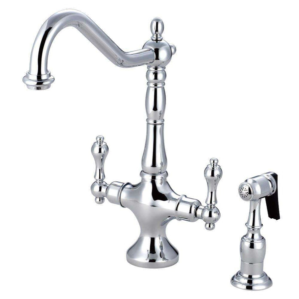 Kingston KS1771ALBS Heritage 2-Hnd Kitchen Faucet W/ Sp