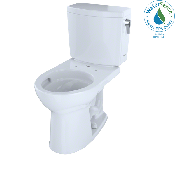 TOTO Drake II 1G Two-Piece Round 1.0 GPF Universal Height Toilet with CeFiONtect and Right-Hand Trip Lever, Cotton White CST453CUFRG#01