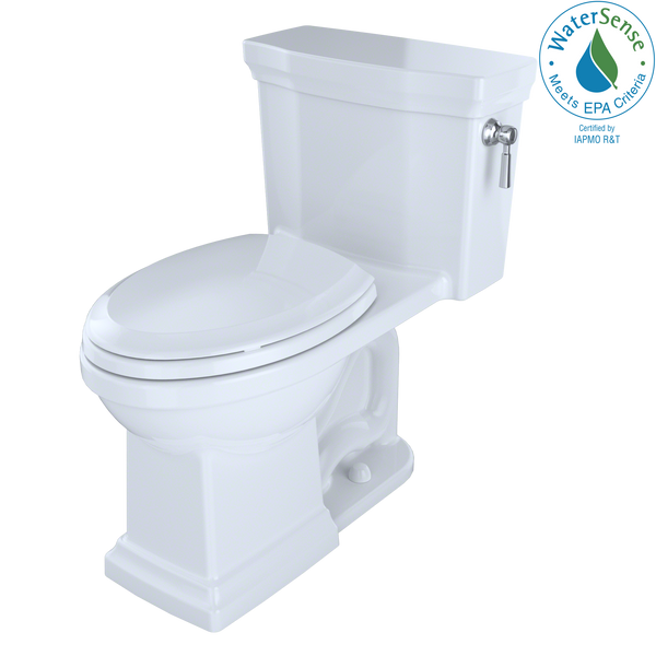 TOTO Promenade II 1G One-Piece Elongated 1.0 GPF Universal Height Toilet with CeFiONtect and Right-Hand Trip Lever, Cotton White MS814224CUFRG#01