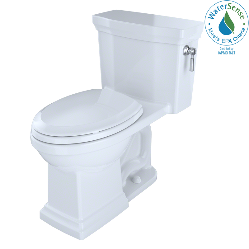 TOTO Promenade II 1G One-Piece Elongated 1.0 GPF Universal Height Toilet with CeFiONtect and Right-Hand Trip Lever, Cotton White MS814224CUFRG