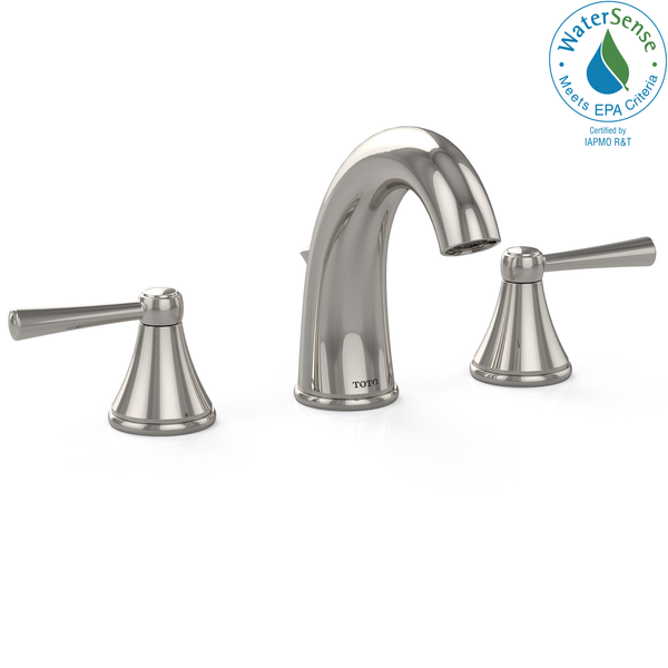 TOTO SilasTwo Handle Widespread 1.5 GPM Bathroom Sink Faucet, Polished Nickel TL210DD#PN