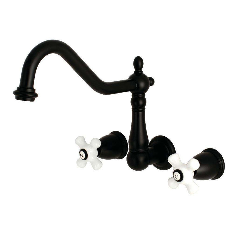 Kingston Brass KS1280PX Wall Mount Kitchen Faucet, Matte B