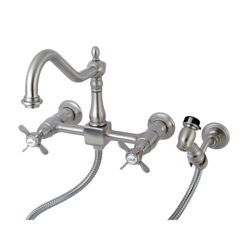 Kingston KS1248BEXBS 8" Centerset Wall Mount Kitchen Faucet