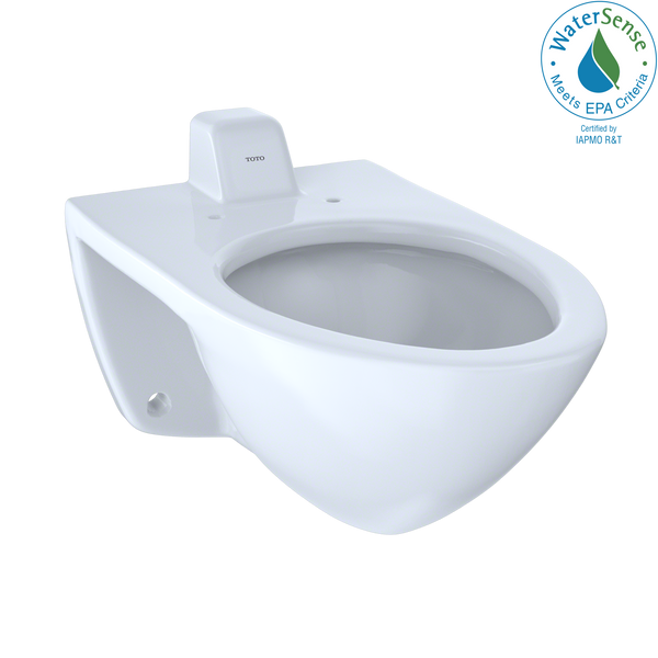 TOTO Elongated Wall-Mounted Flushometer Toilet Bowl with Back Spud and CeFiONtect, Cotton White CT708UVG#01