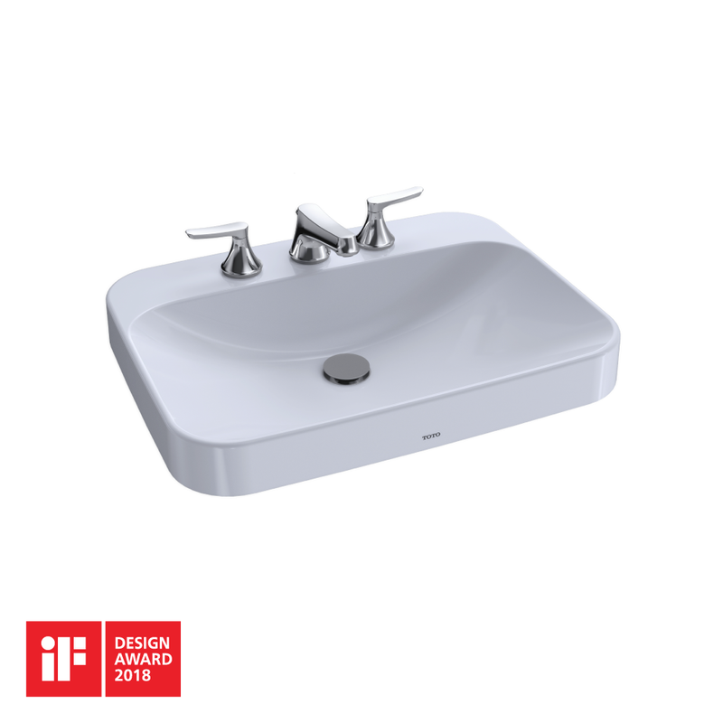 TOTO Arvina Rectangular 23" Vessel Bathroom Sink with CeFiONtect for 8 Inch Center Faucets, Cotton White LT416G.8