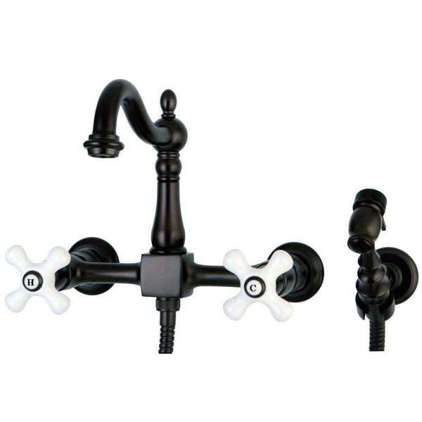 Kingston KS1265PXBS 8" Centerset Wall Mount Kitchen Faucet