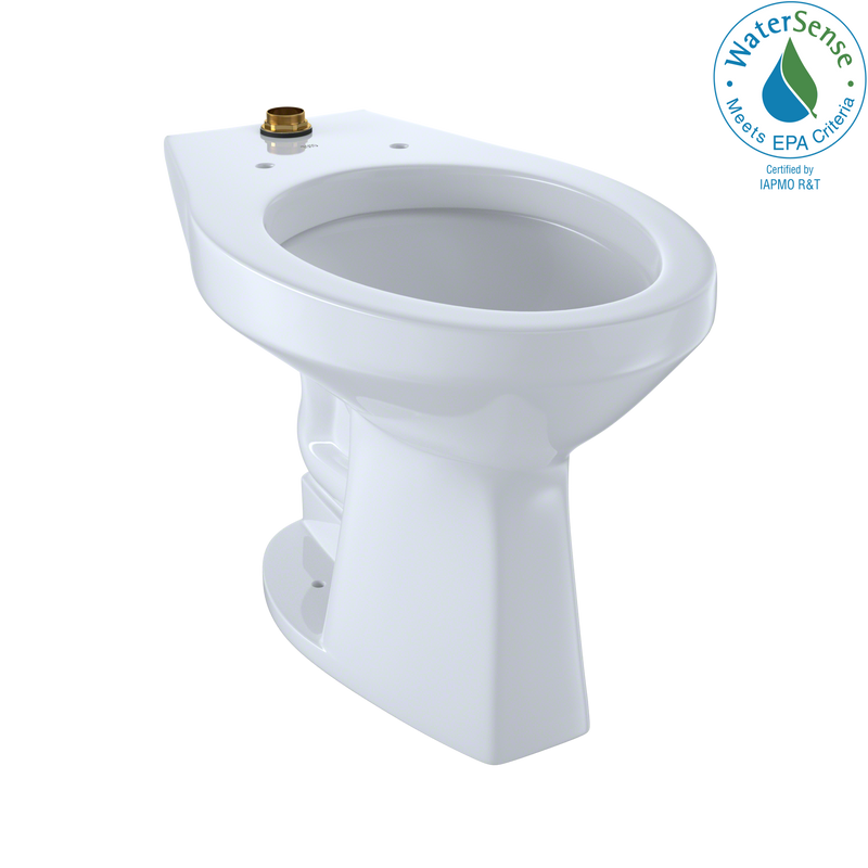 TOTO Elongated Floor-Mounted Flushometer ADA Compliant Toilet Bowl with Top Spud, Cotton White CT705ULN