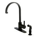 Kingston LS8710CTLSP Sg-Hnd Kitchen Faucet W/ Side Sp, Matte