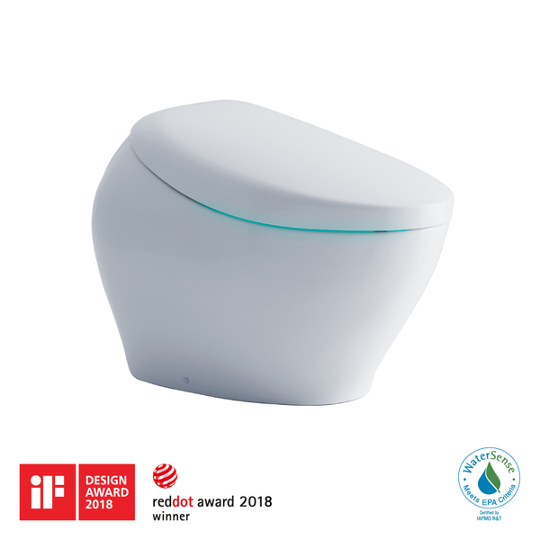 TOTO NEOREST NX2 Dual Flush 1.0 or 0.8 GPF Toilet with Integrated Bidet Seat, EWATER, and ACTILIGHT Cotton White MS901CUMFX#01