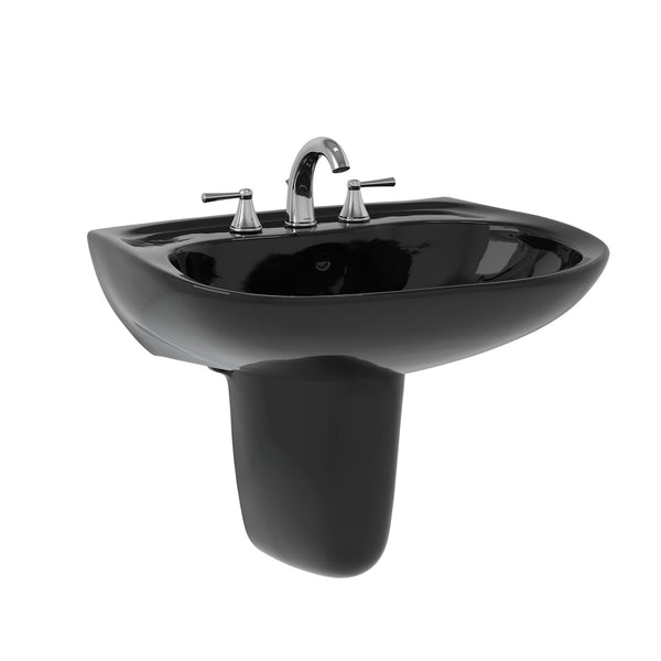 TOTO Prominence Oval Wall-Mount Bathroom Sink and Shroud for 8 Inch Center Faucets, Ebony LHT242.8#51