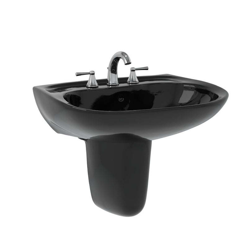 TOTO Prominence Oval Wall-Mount Bathroom Sink and Shroud for 8 Inch Center Faucets, Ebony LHT242.8