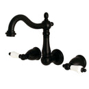 Kingston KS1250PL 8" Center Wall Mount Bath Faucet, Matte